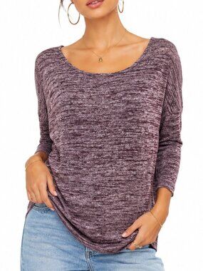 Athleta Long Sleeve Open Back Top Activewear Comfortable Purple Heather S